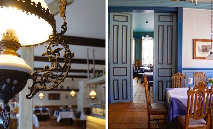 Restaurant im Hotel Altes Land. Parkrinder und Oswego-Kraut.
