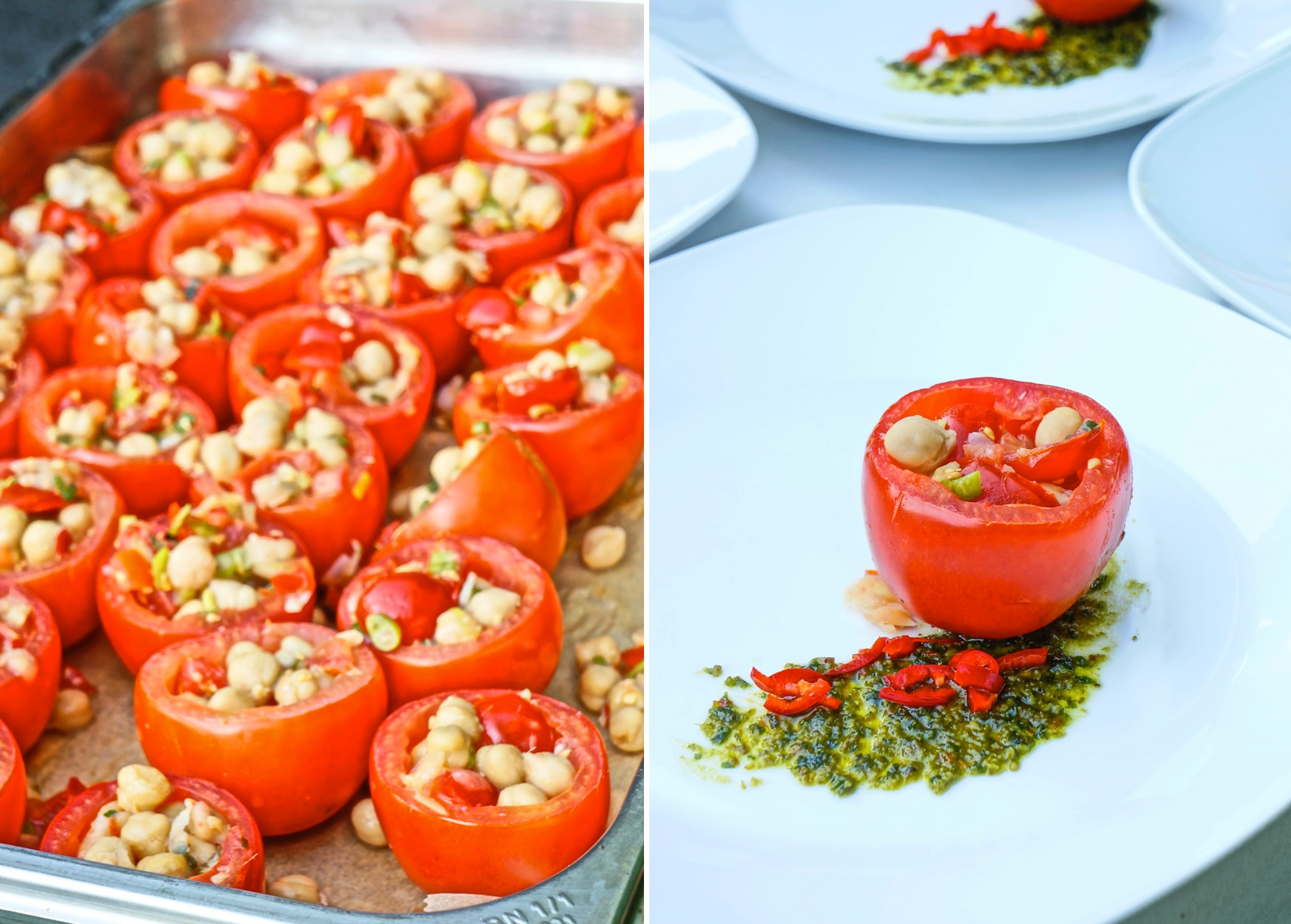 Tomate mit Kichererbsensalat