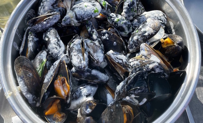 Moules à la crème normande - Normannische Sahnemuscheln, ein Originalrezept Moules à la crème normande - Normannische Sahnemuscheln, ein Originalrezept